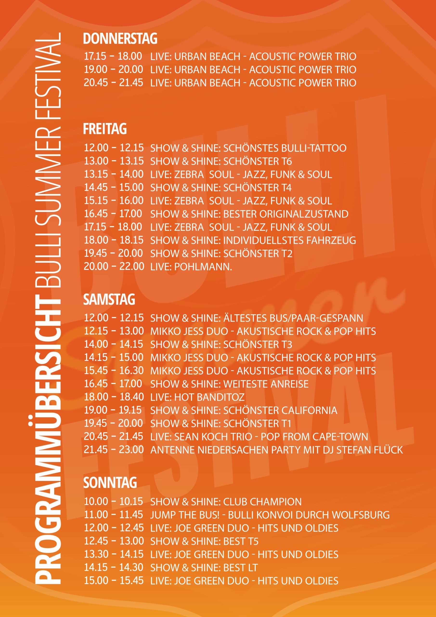 Bulli Summer Summer Festival – volles Programm